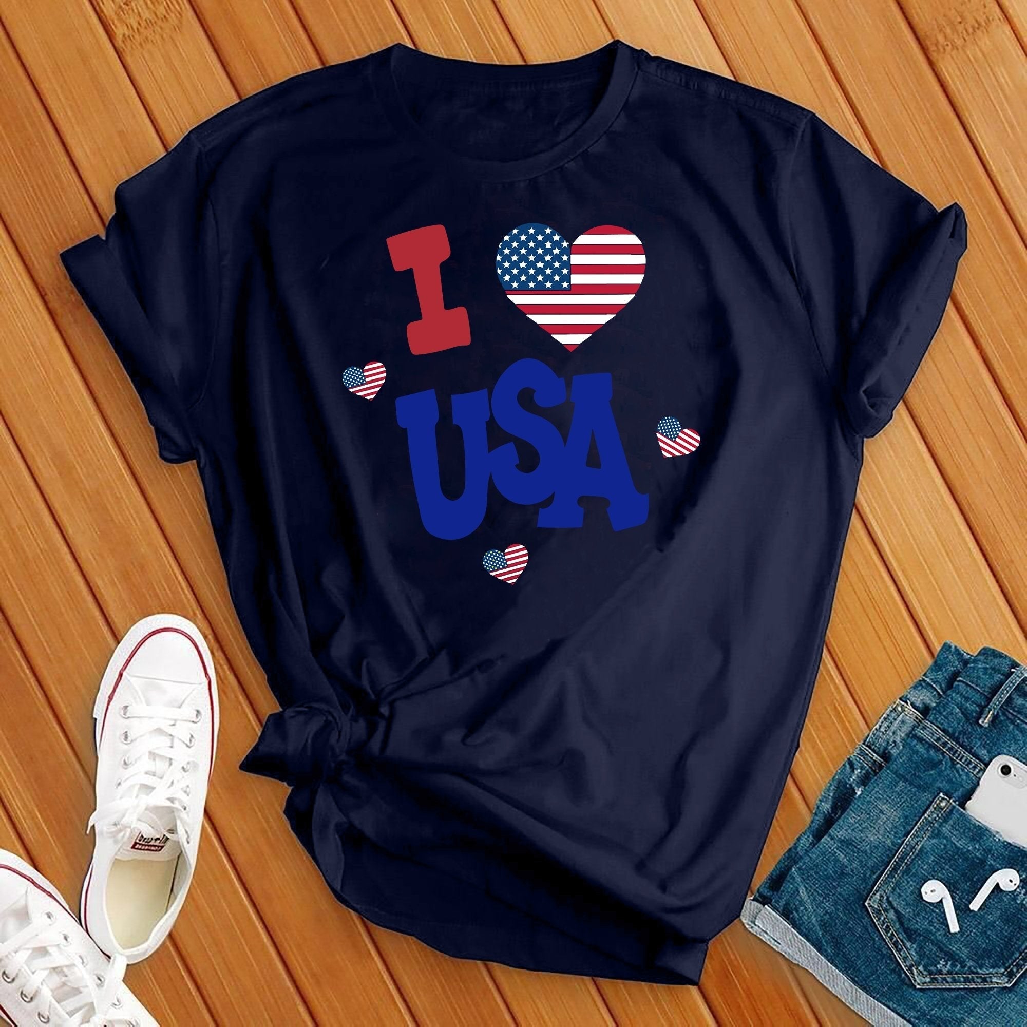 I Love USA Hearts Tee - Love Tees