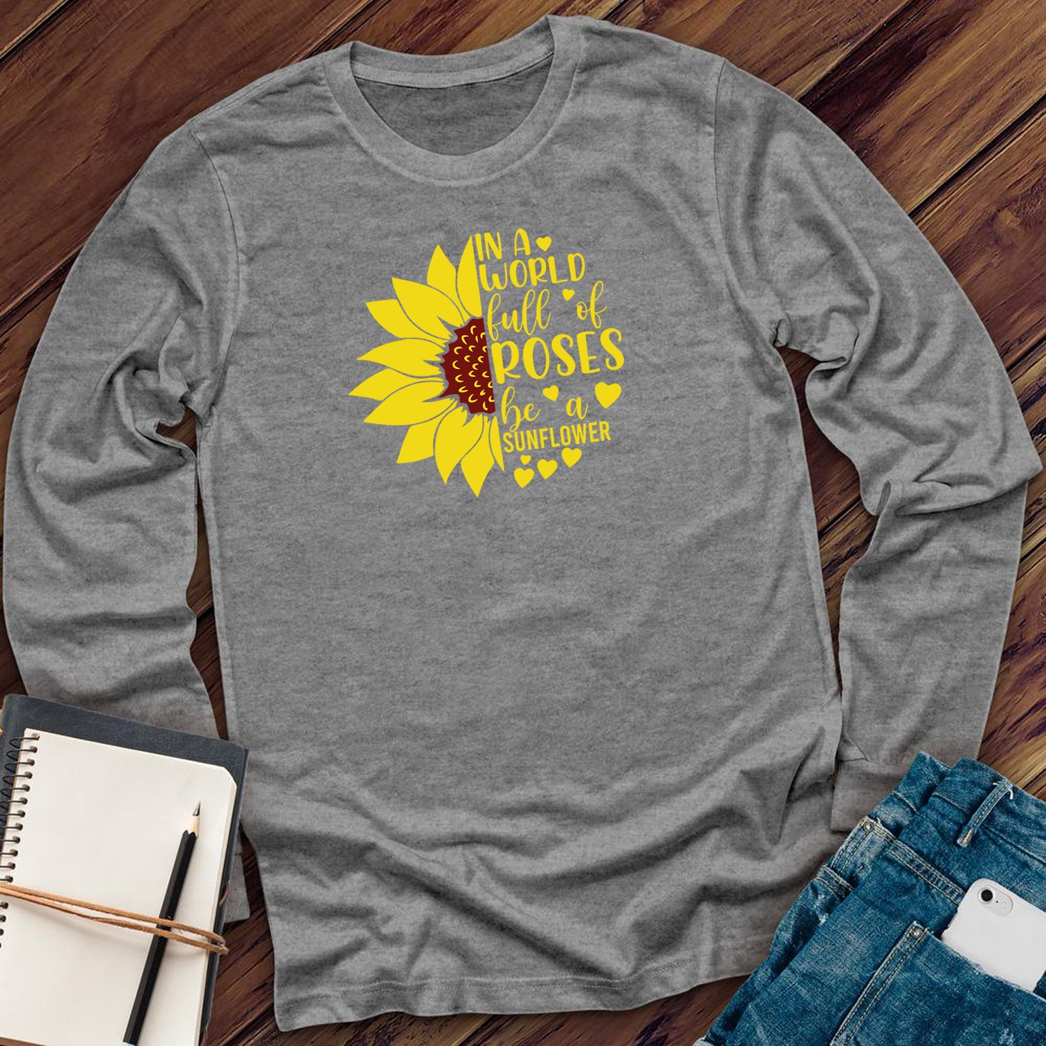 In A World Full of Roses Heart Long Sleeve - Love Tees