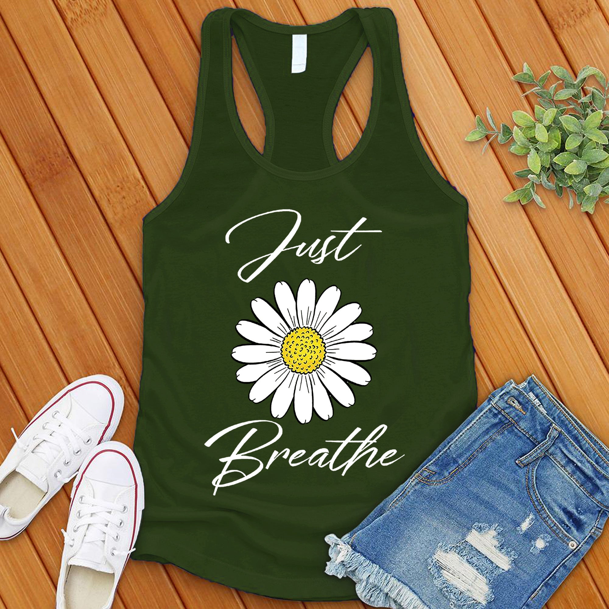 Just Breathe Daisy Tank Top - Love Tees