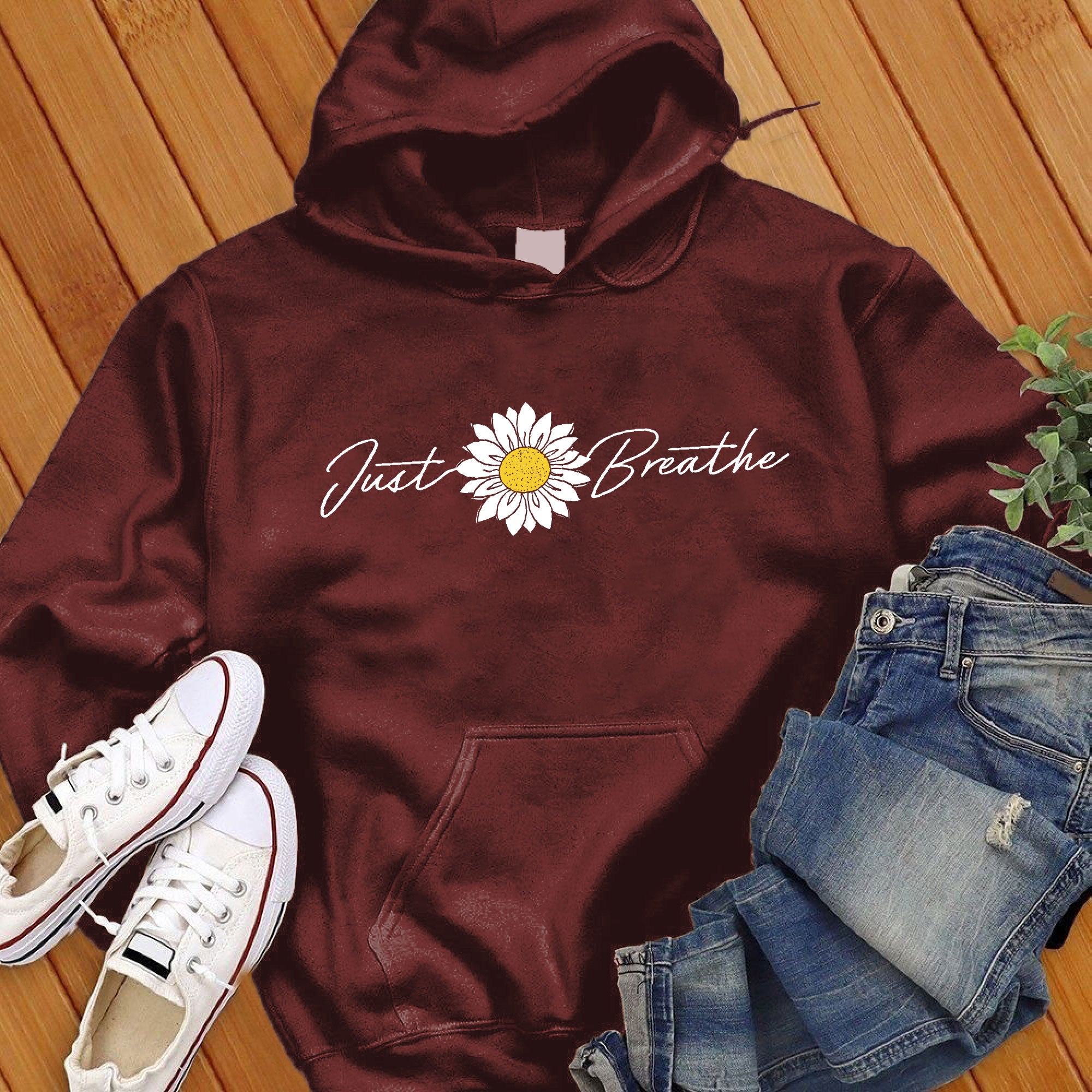 Just Breathe Flower Hoodie - Love Tees