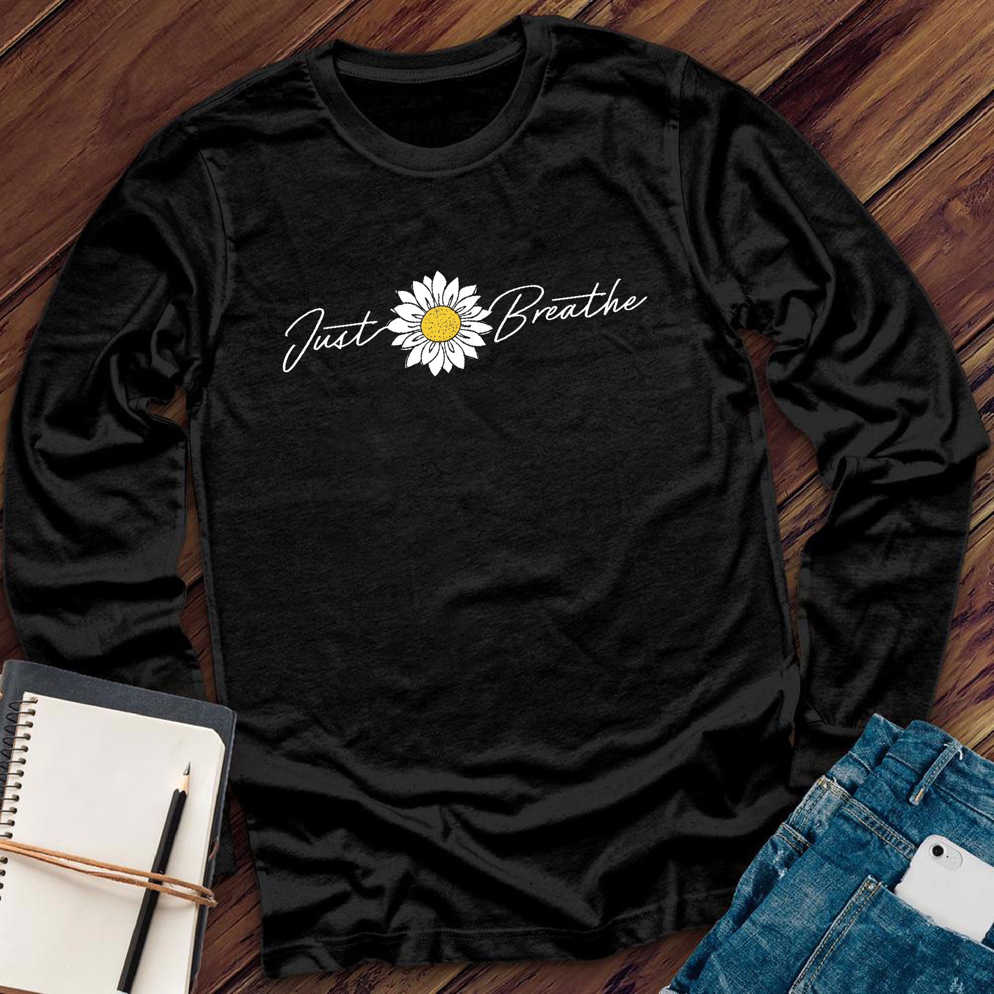 Just Breathe Flower Long Sleeve - Love Tees