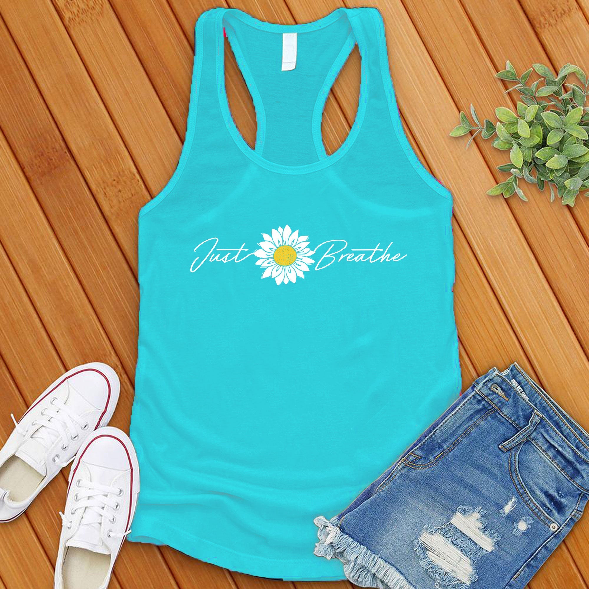 Just Breathe Flower Women's Tank Top - Love Tees