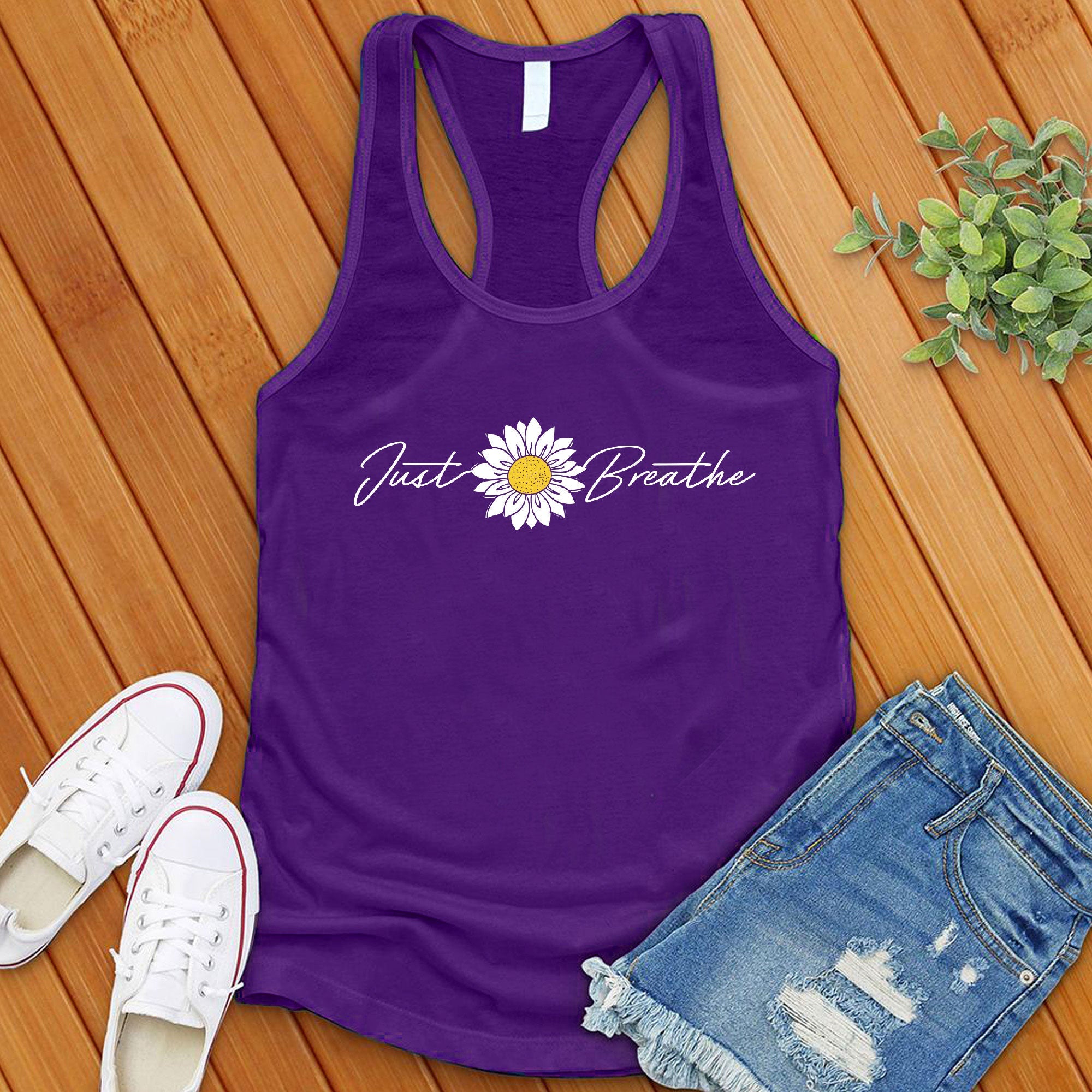 Just Breathe Flower Women's Tank Top - Love Tees