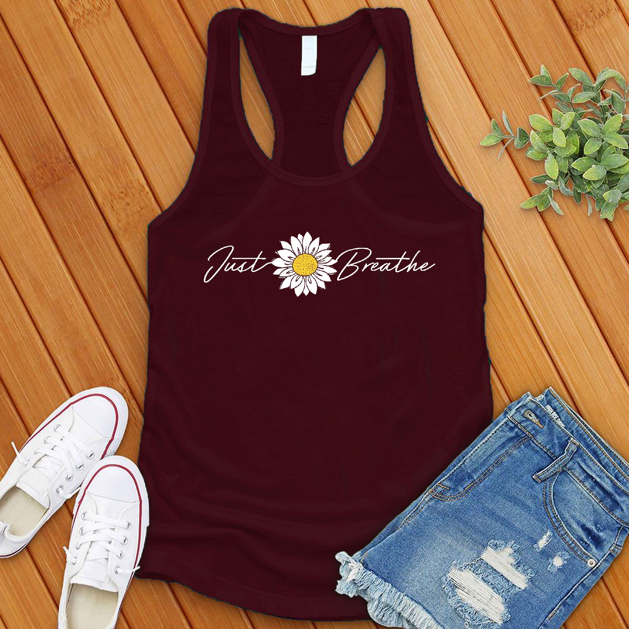 Just Breathe Flower Women's Tank Top - Love Tees