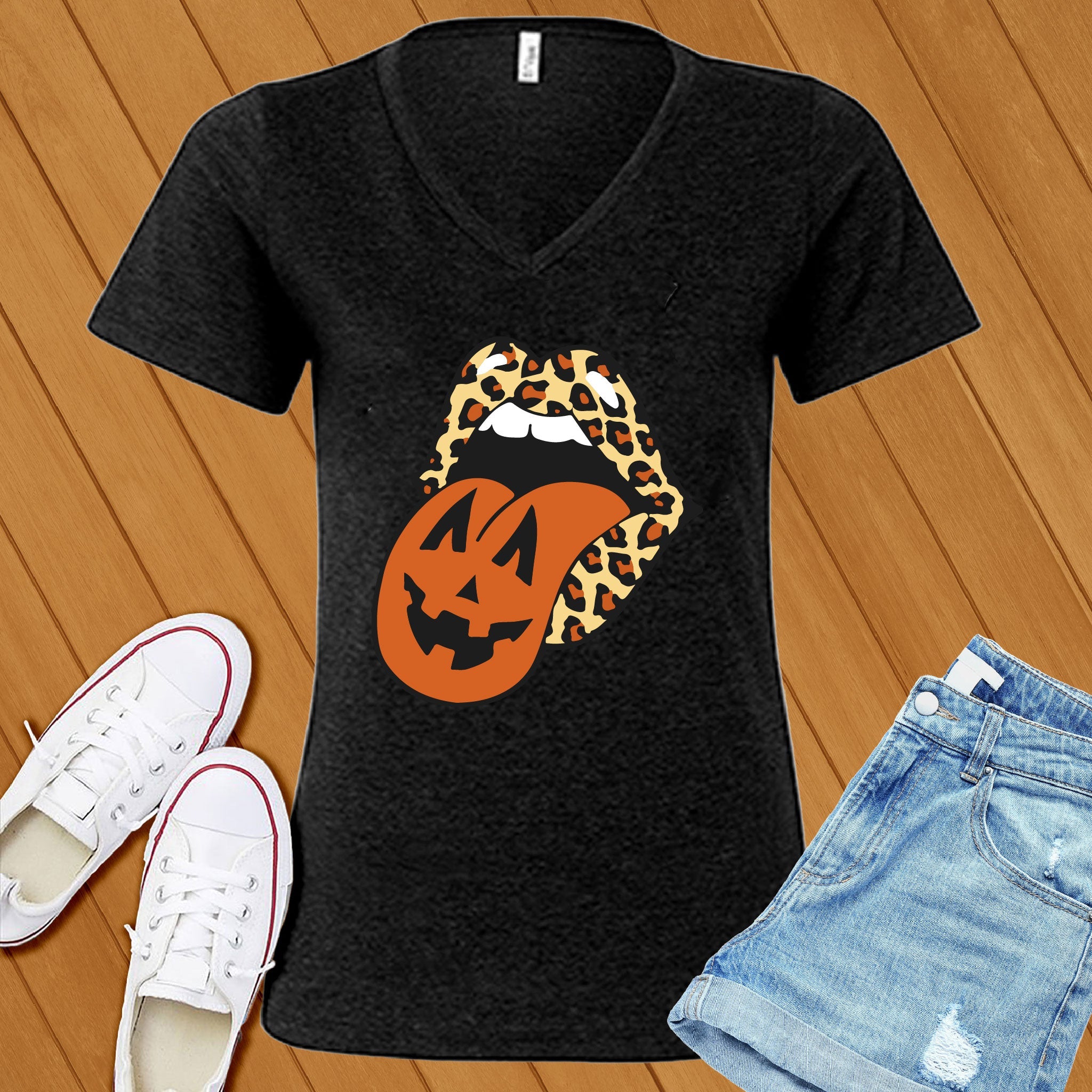 Leopard Lips Halloween V-Neck - Love Tees