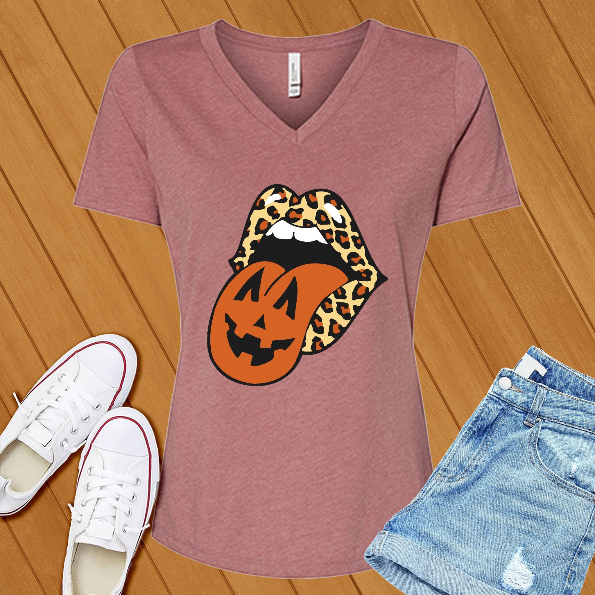 Leopard Lips Halloween V-Neck - Love Tees