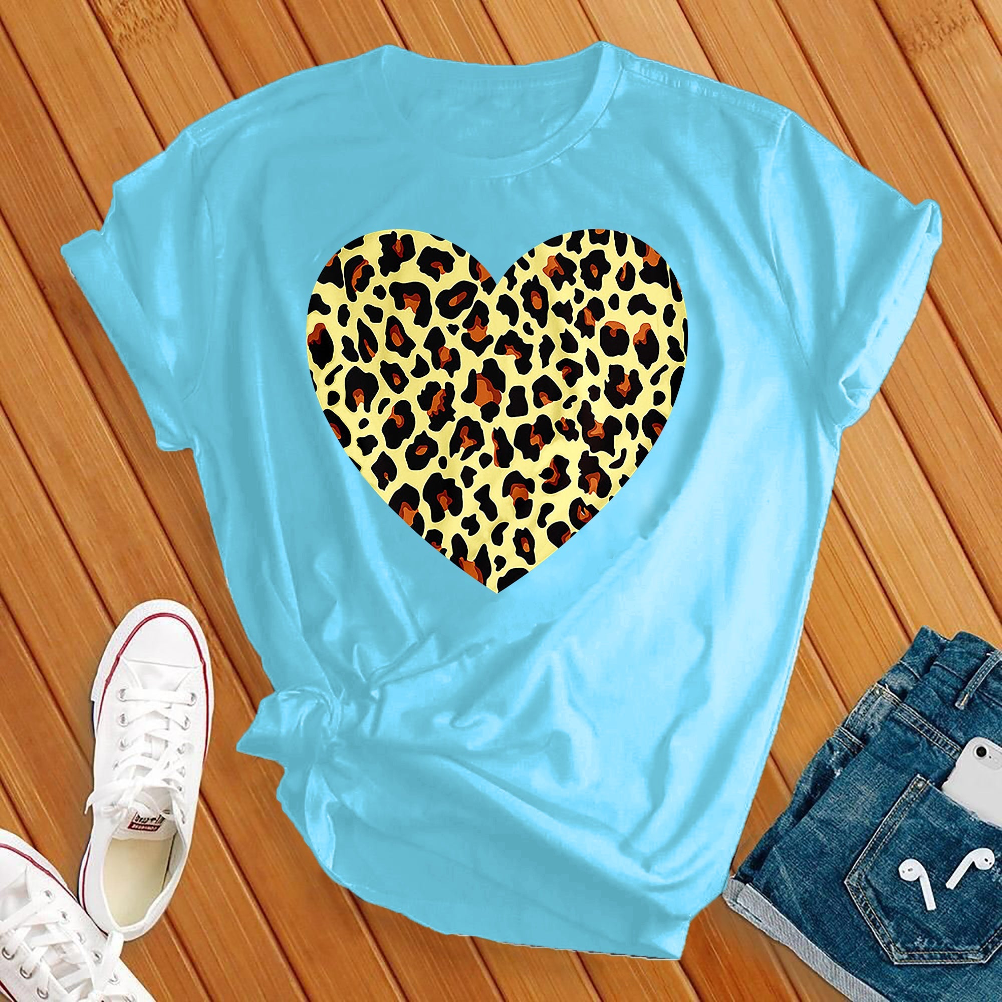 Leopard Love Heart Print Tee - Love Tees