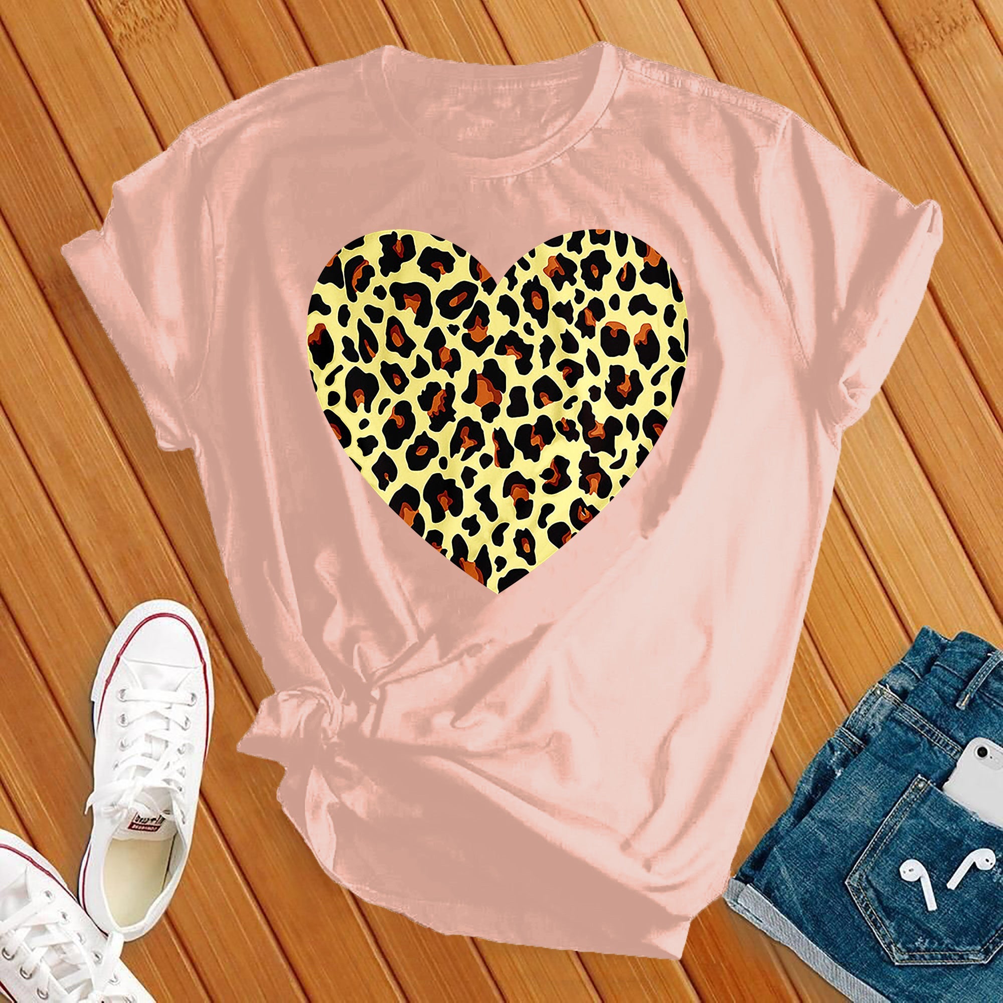 Leopard Love Heart Print Tee - Love Tees