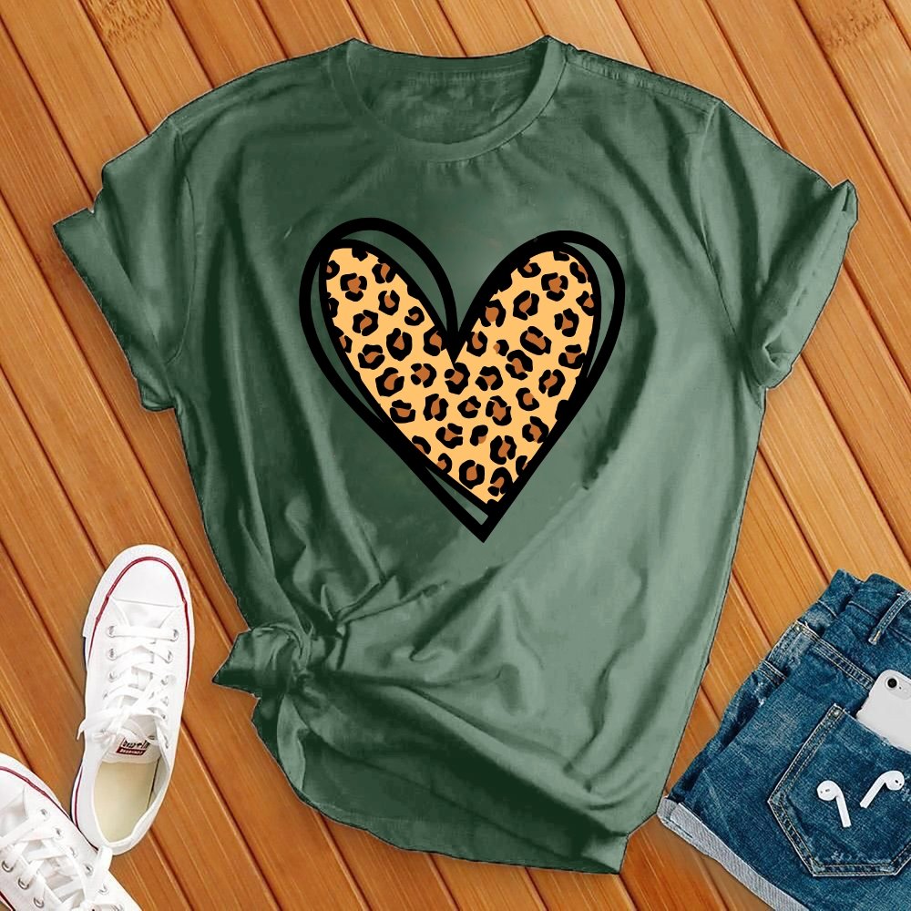 Leopard Print Cute Heart Tee - Love Tees