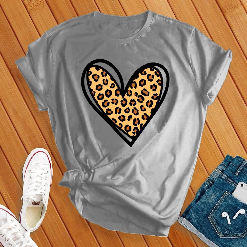 Leopard Print Cute Heart Tee - Love Tees