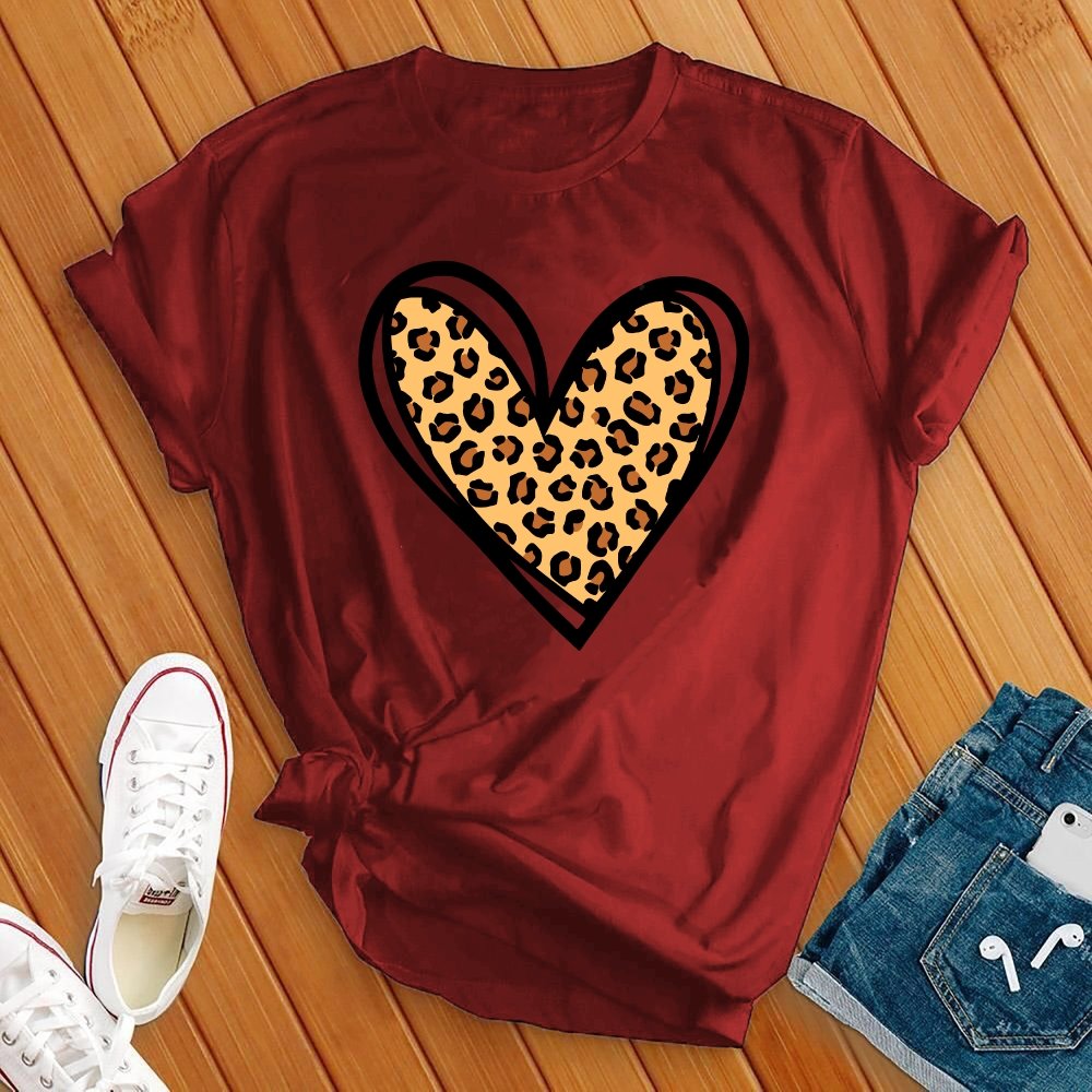 Leopard Print Cute Heart Tee - Love Tees