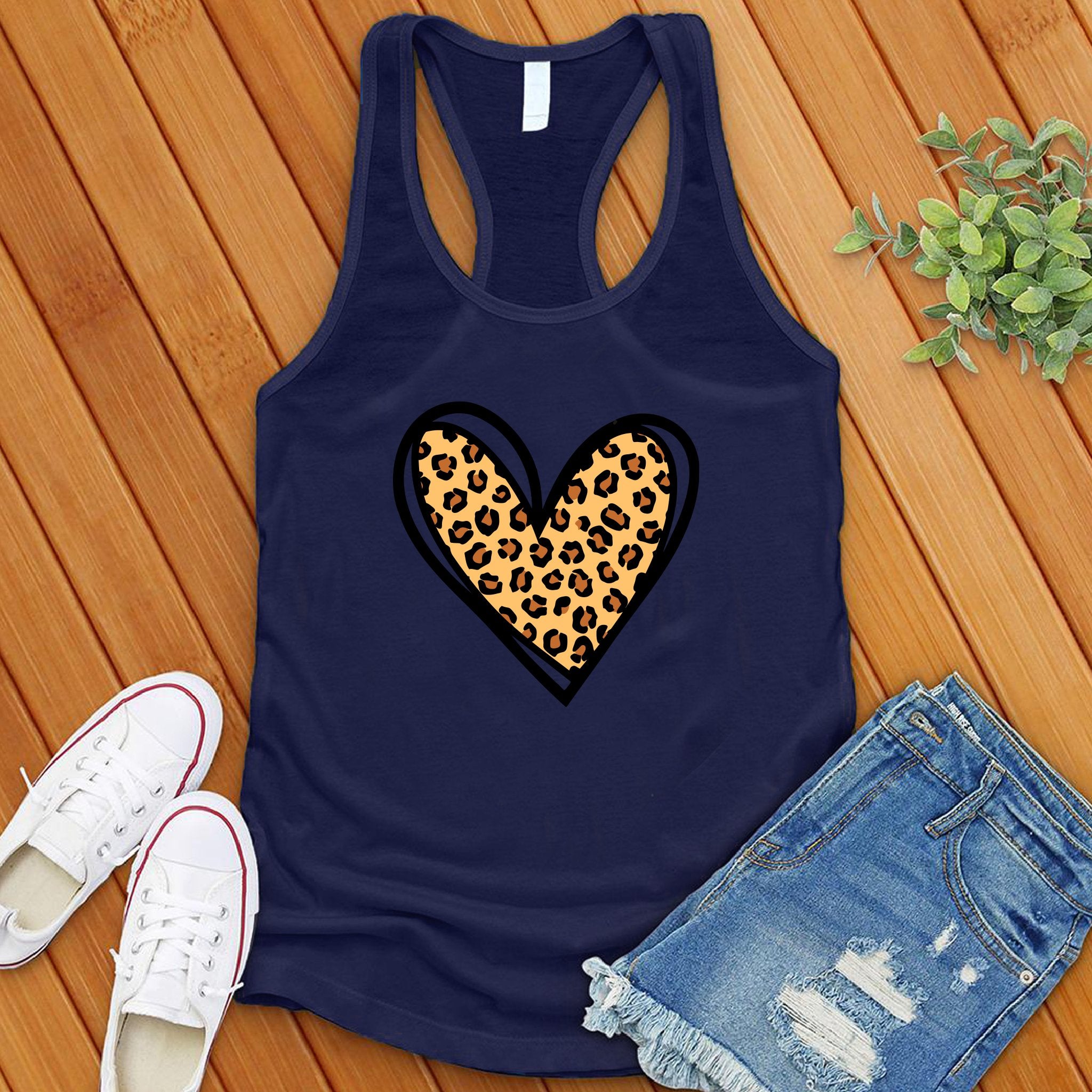 Leopard Print Cute Heart Women's Tank Top - Love Tees