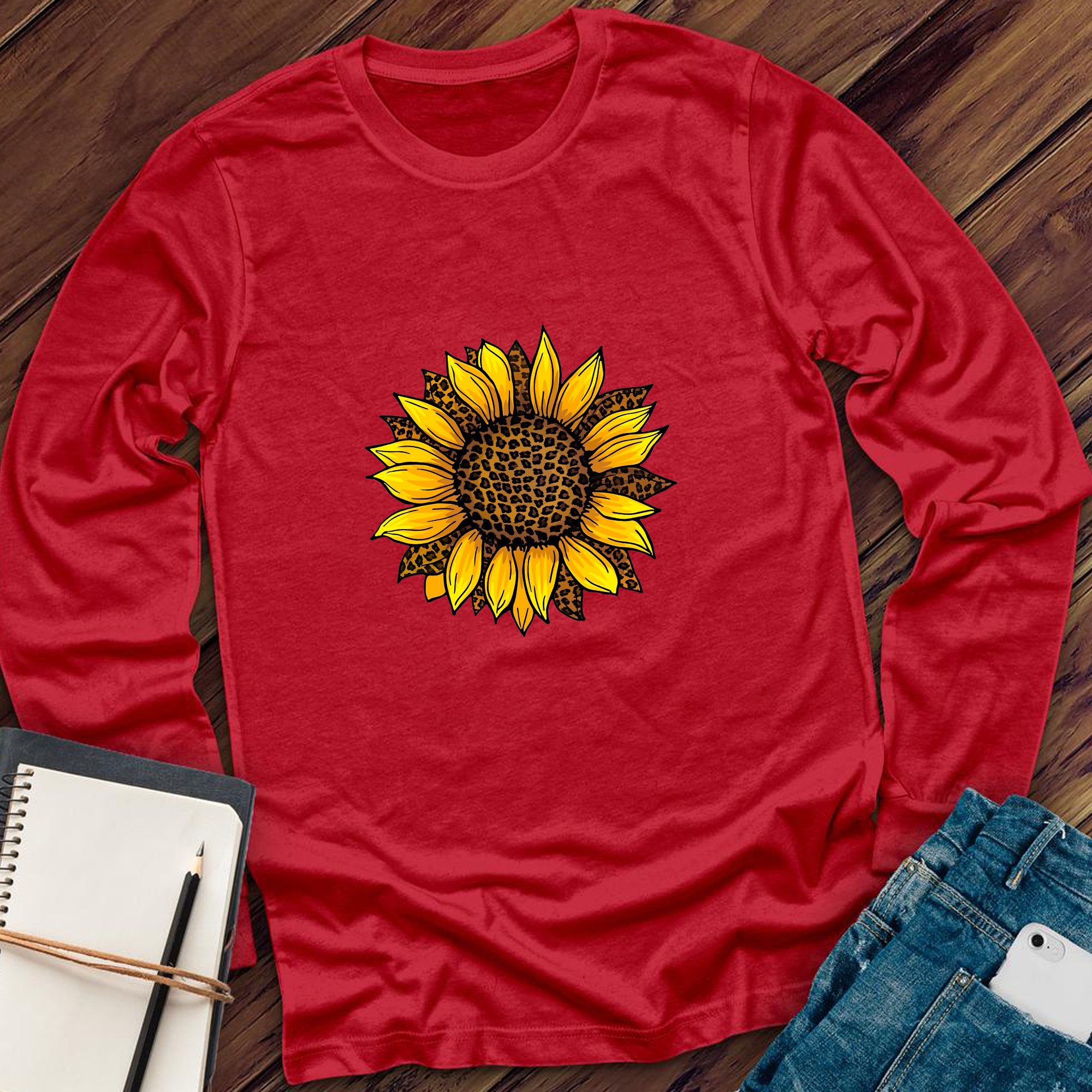 Leopard Sunflower Cute Long Sleeve - Love Tees