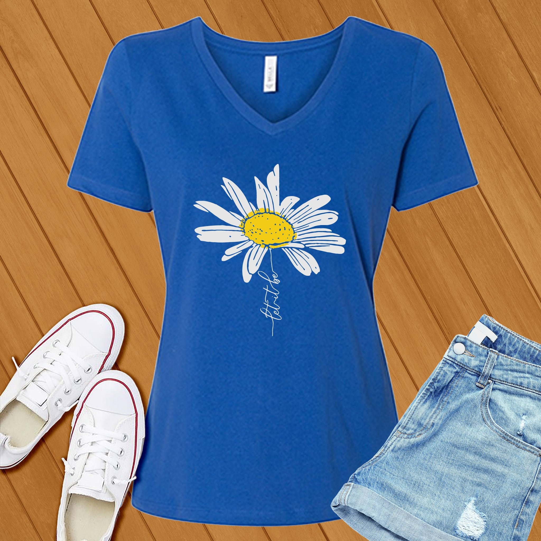 Let It Be Flower V-Neck - Love Tees