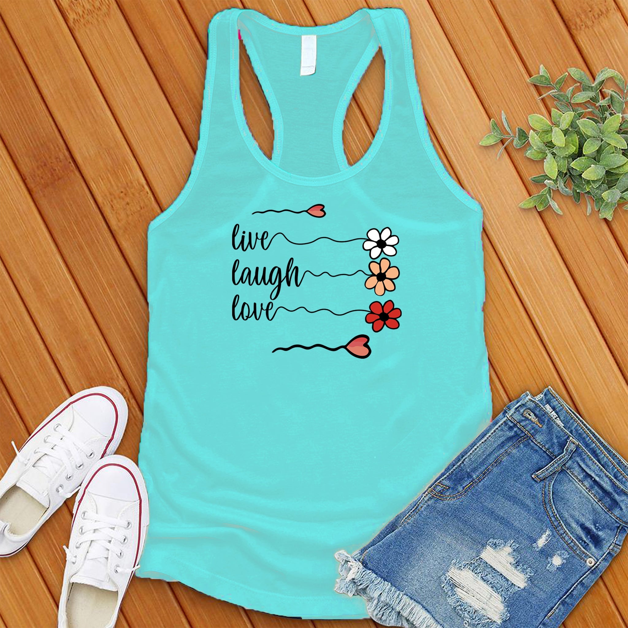 Live Laugh Love Flowers Women's Tank Top - Love Tees