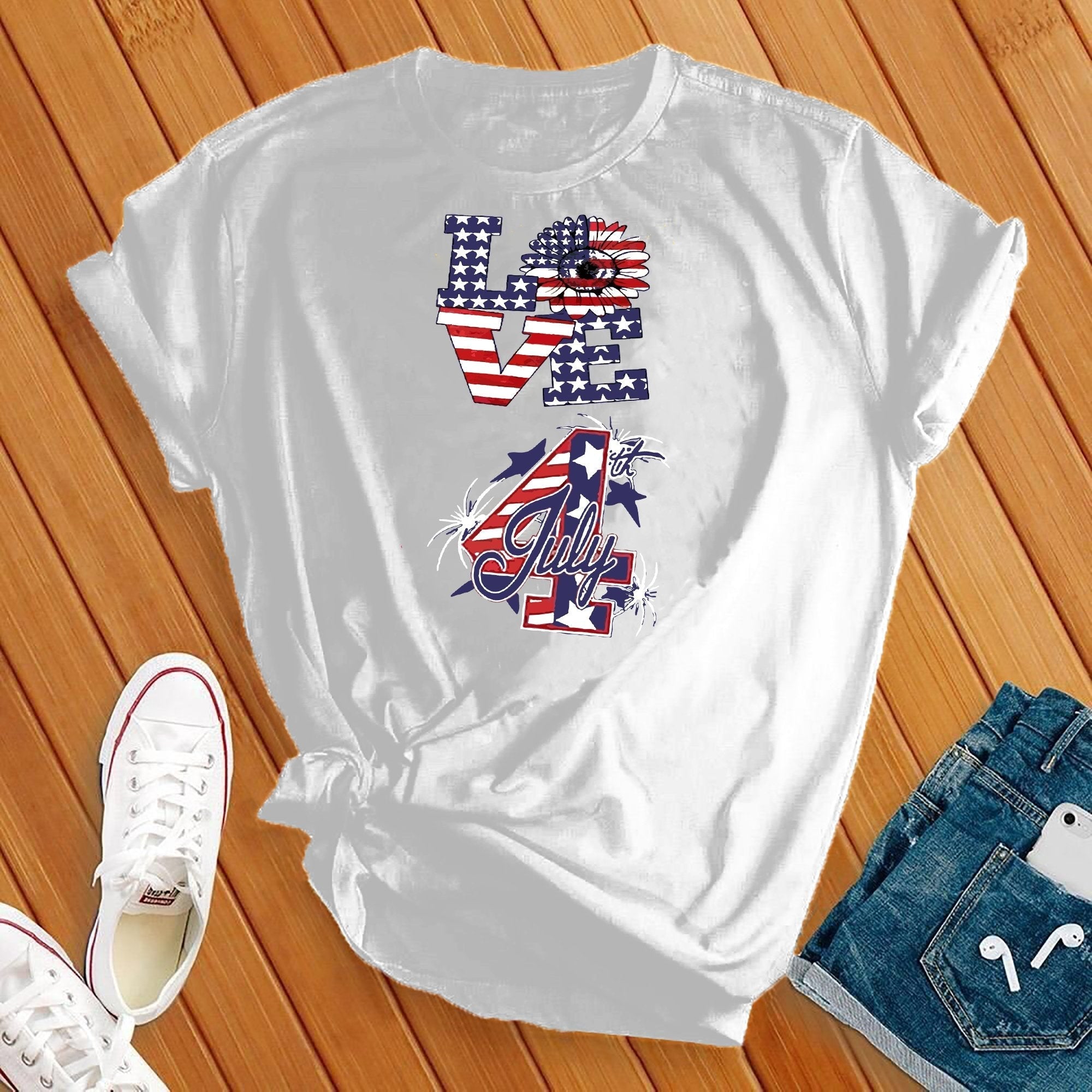 Love 4th Of July Flower Tee - Love Tees