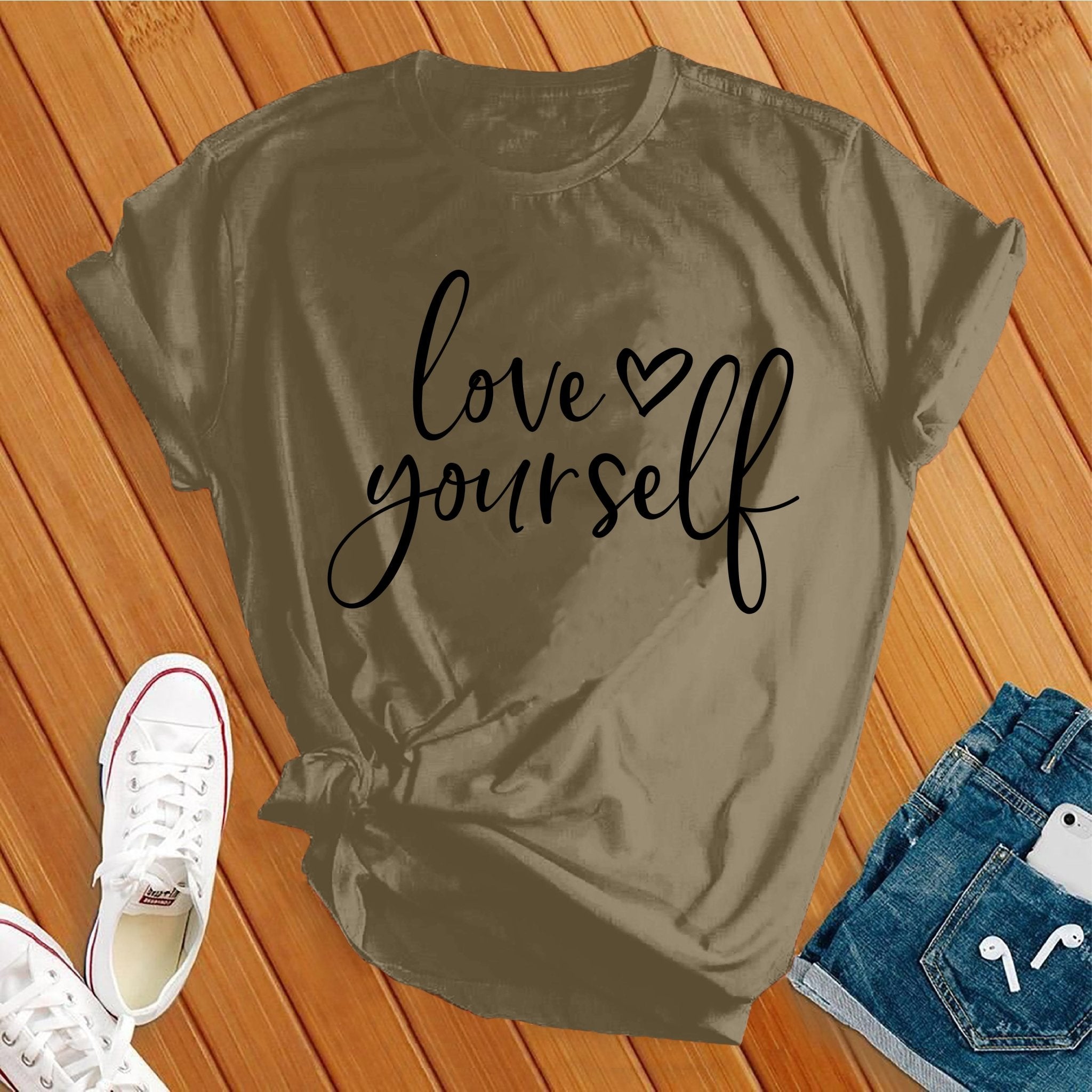 Love Yourself Heart Black Tee - Love Tees