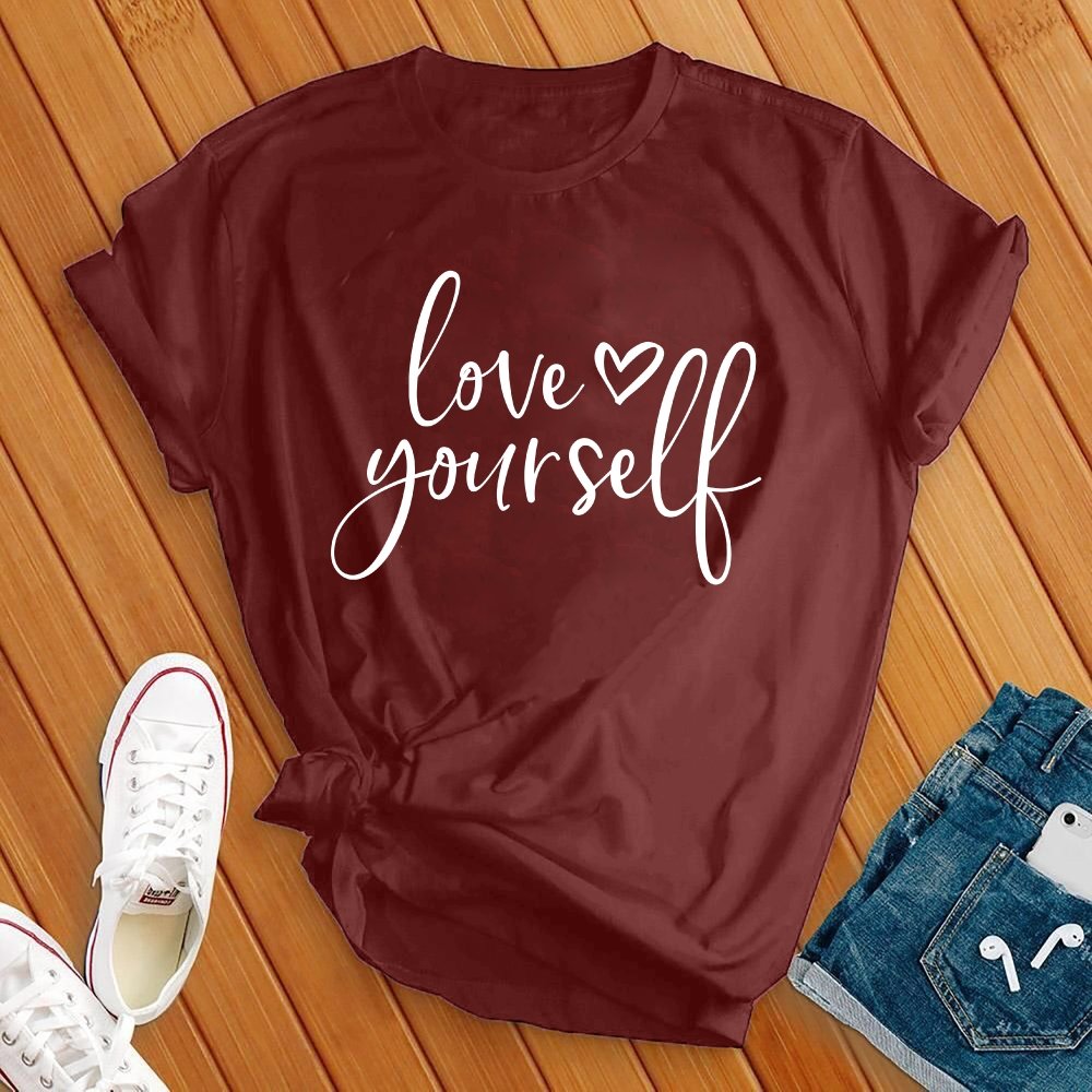 Love Yourself Heart White Tee - Love Tees