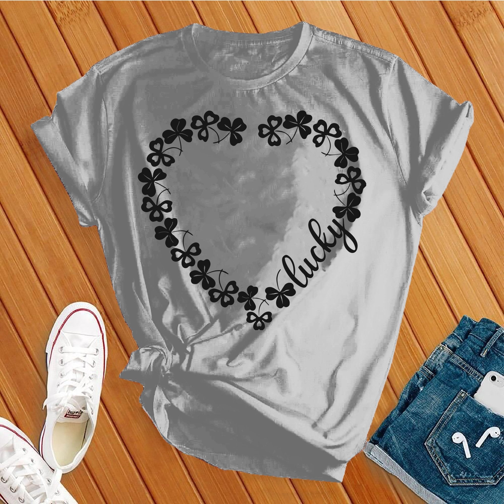 Lucky Heart Shamrocks Tee - Love Tees