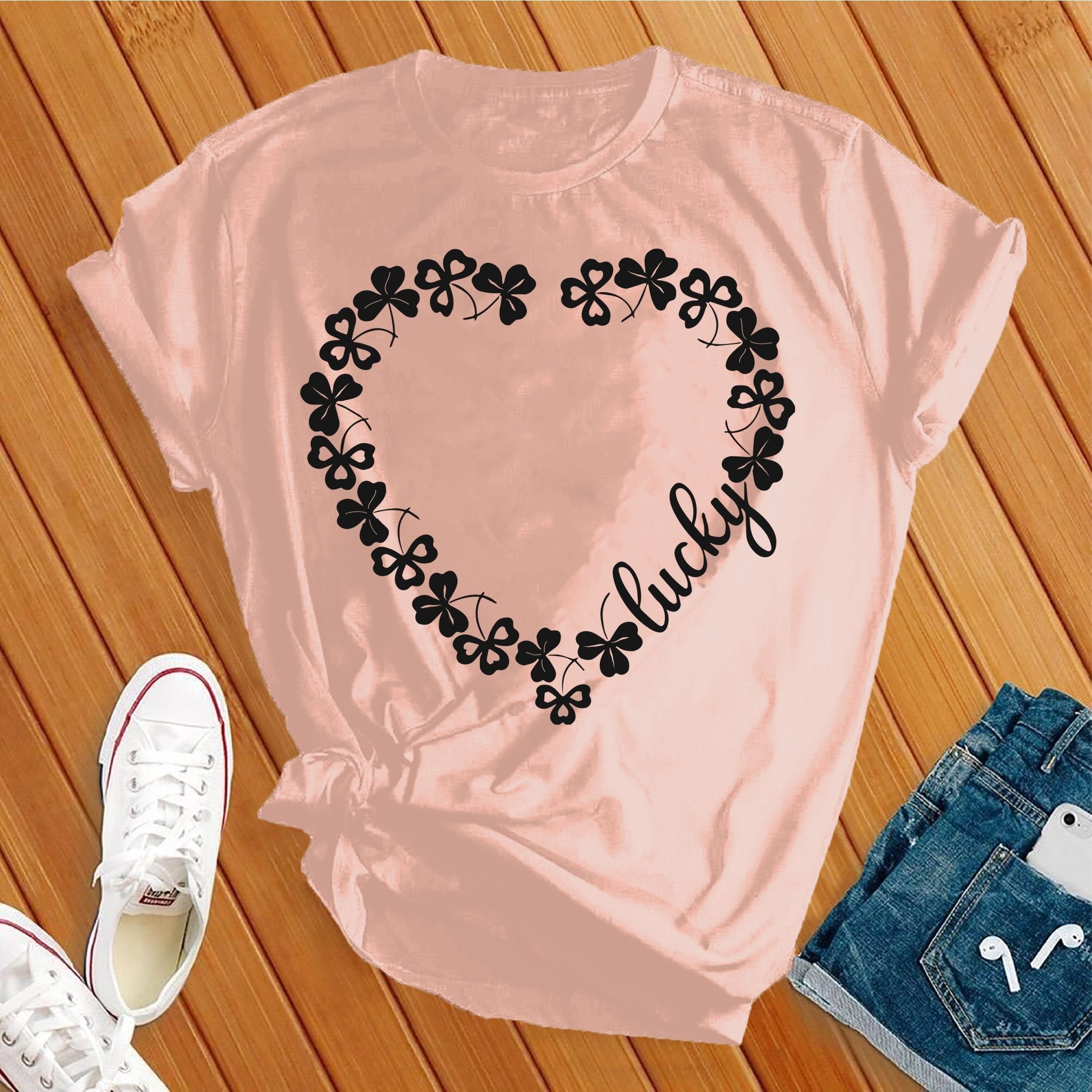 Lucky Heart Shamrocks Tee - Love Tees