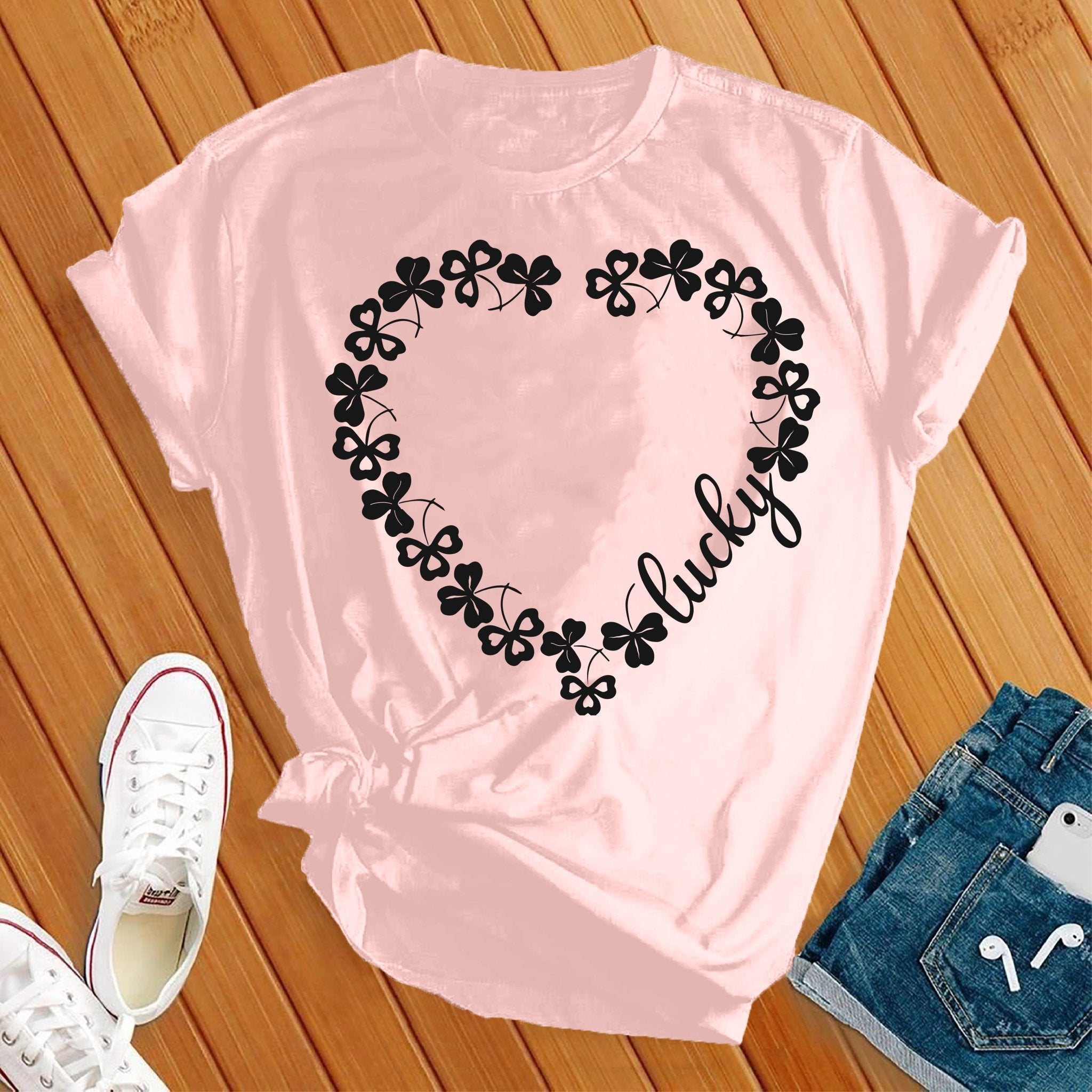 Lucky Heart Shamrocks Tee - Love Tees