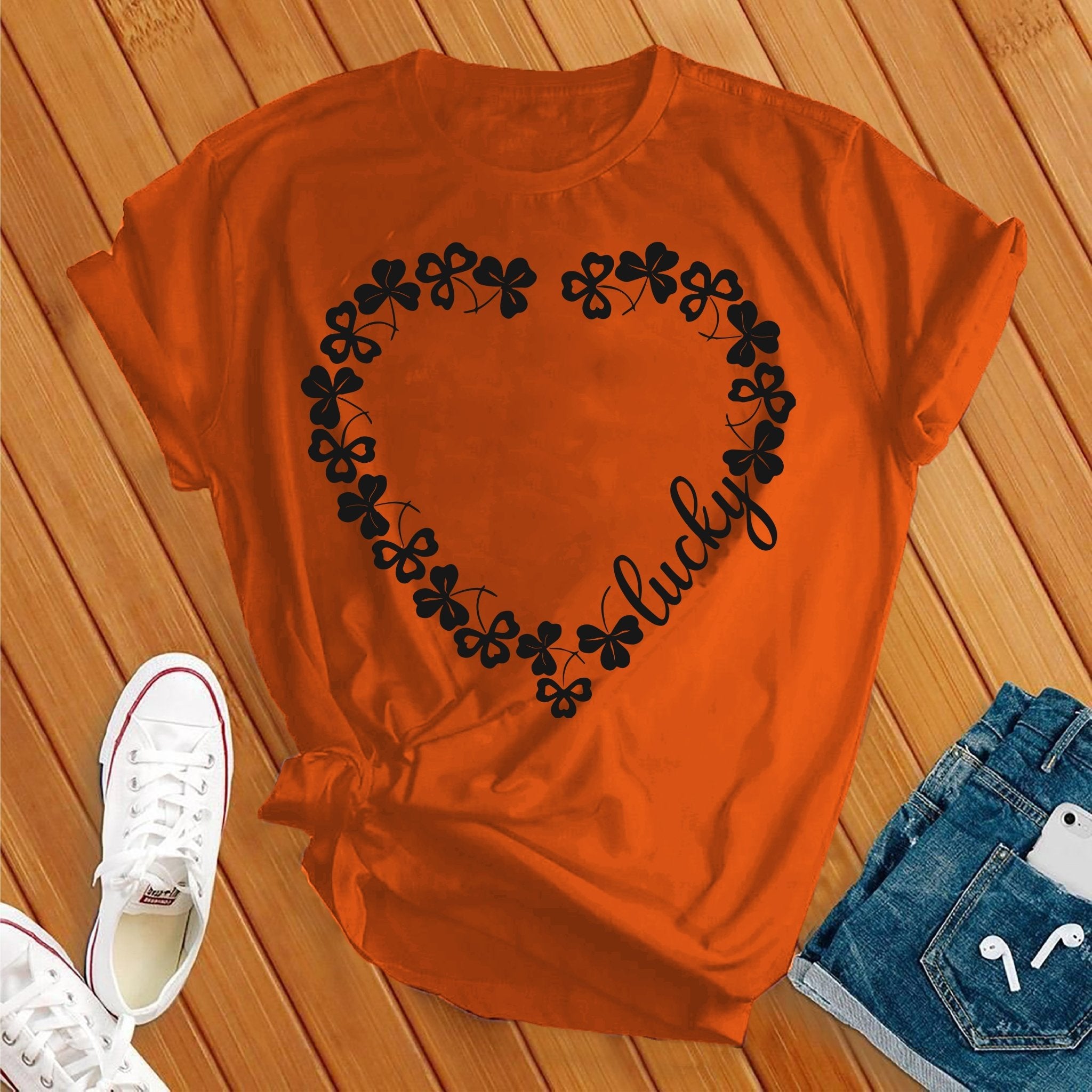 Lucky Heart Shamrocks Tee - Love Tees