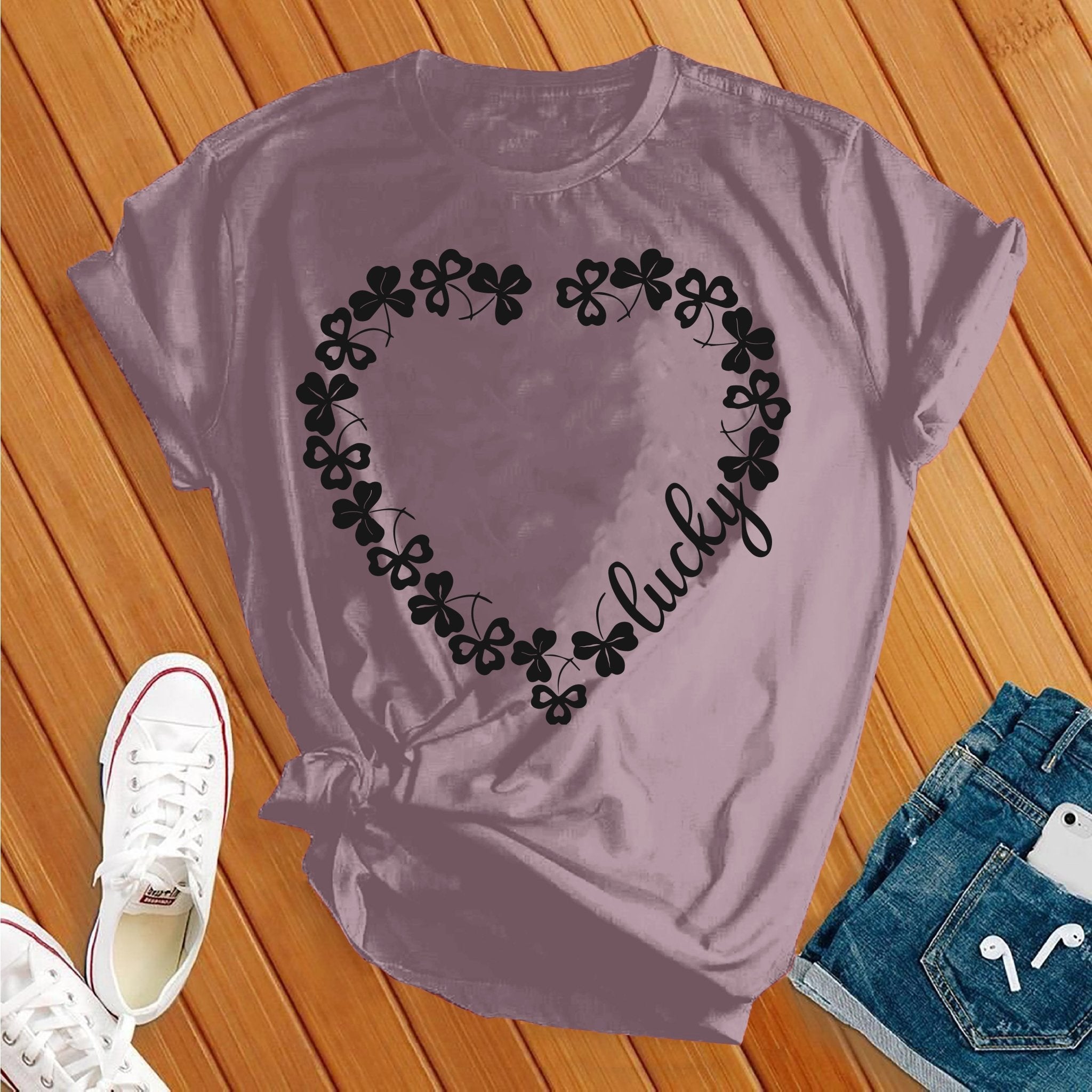 Lucky Heart Shamrocks Tee - Love Tees