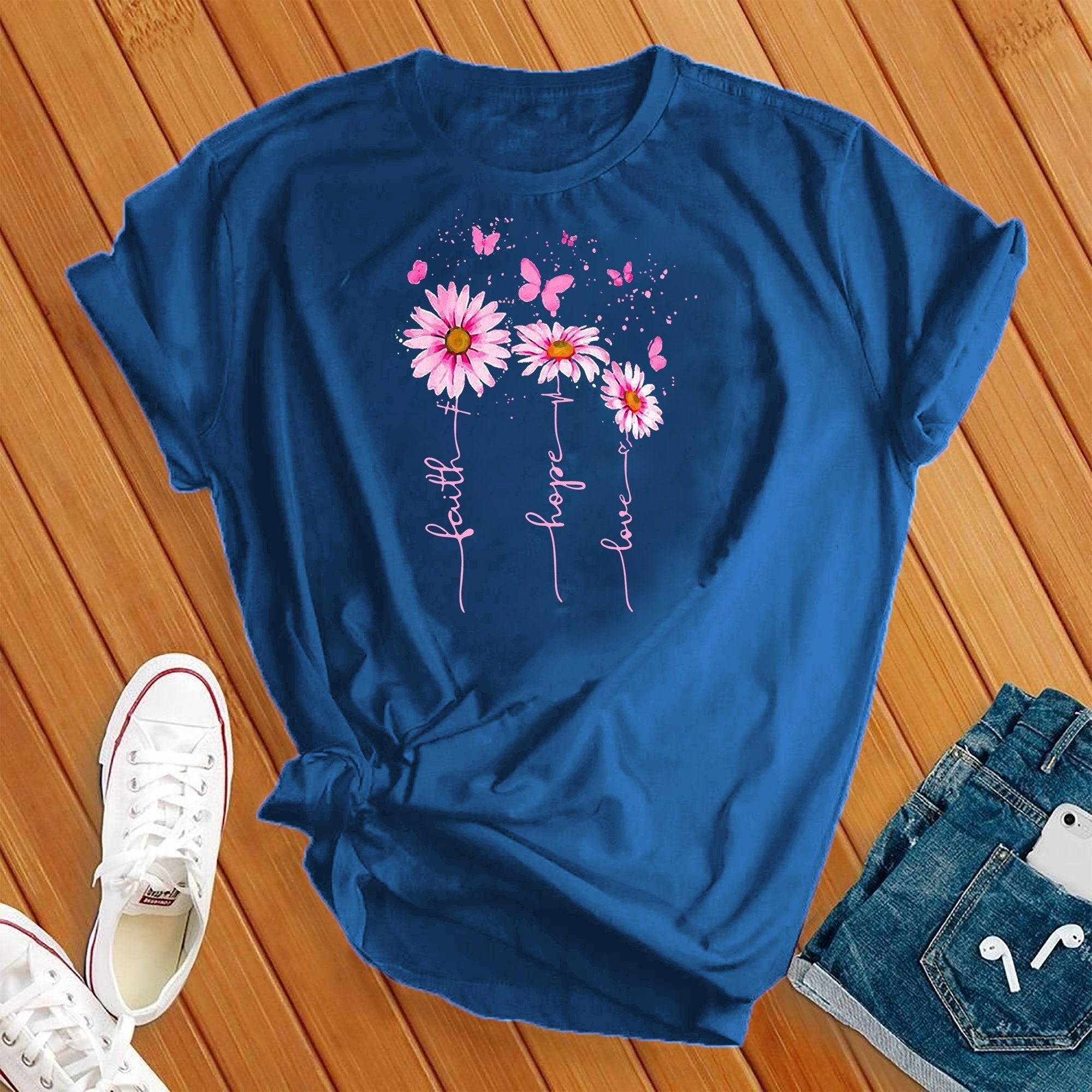 Neon Faith Hope Love Flower Tee - Love Tees