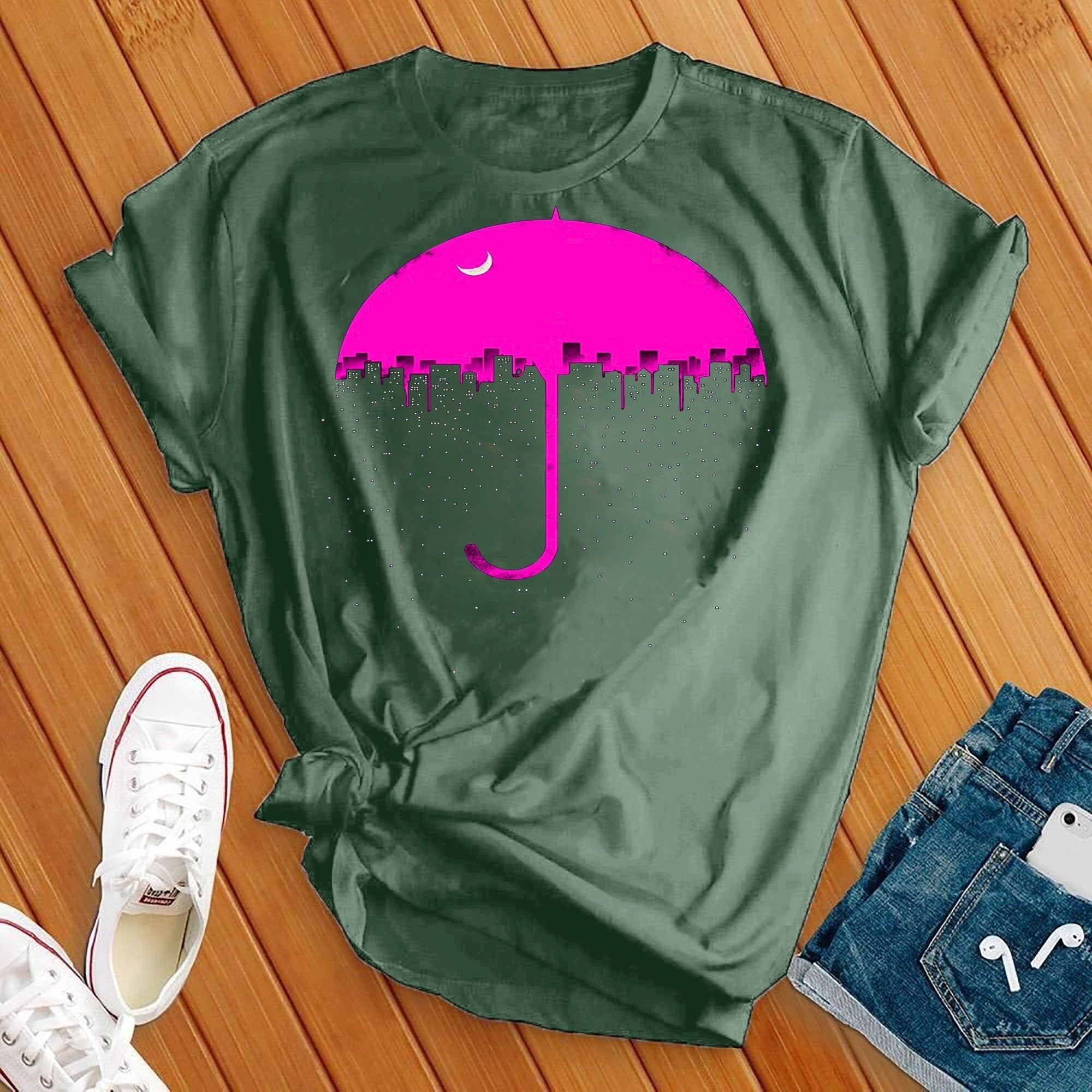 Neon Umbrella Moon Tee - Love Tees