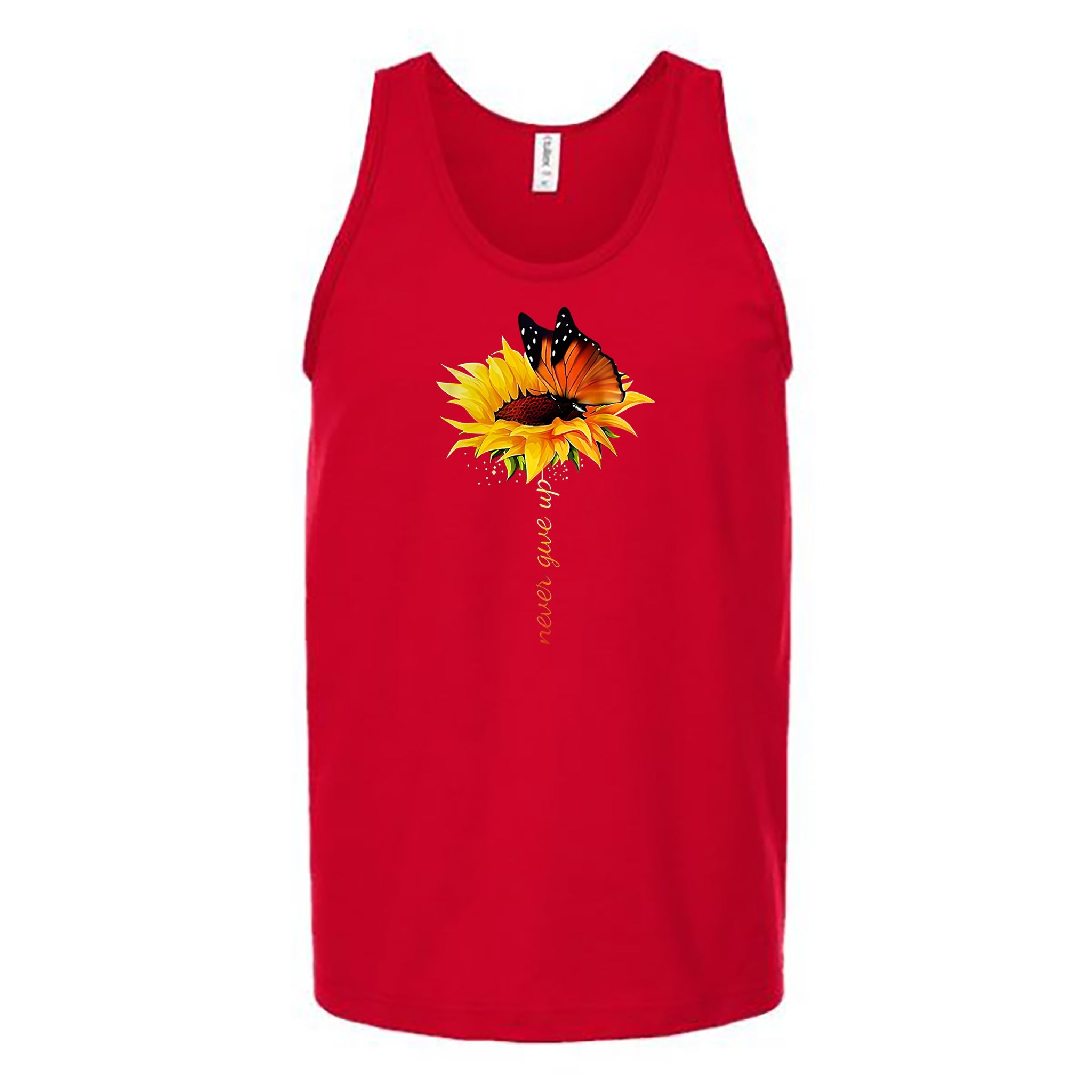 Never Give Up Flower Unisex Tank Top - Love Tees