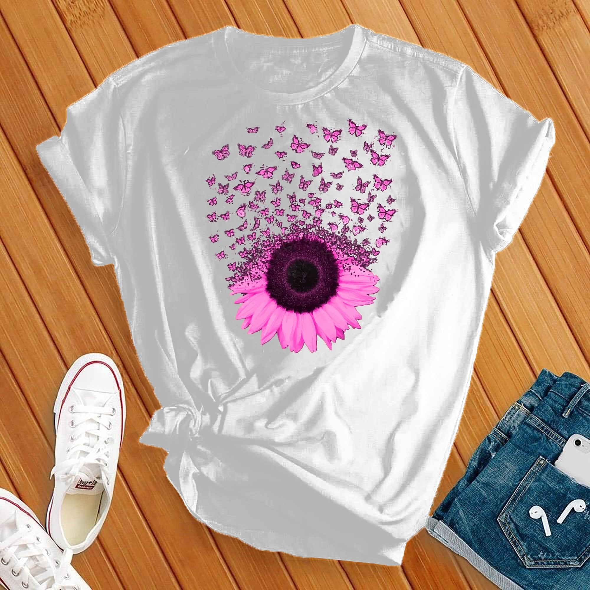 Pink Butterfly Sunflower Tee - Love Tees