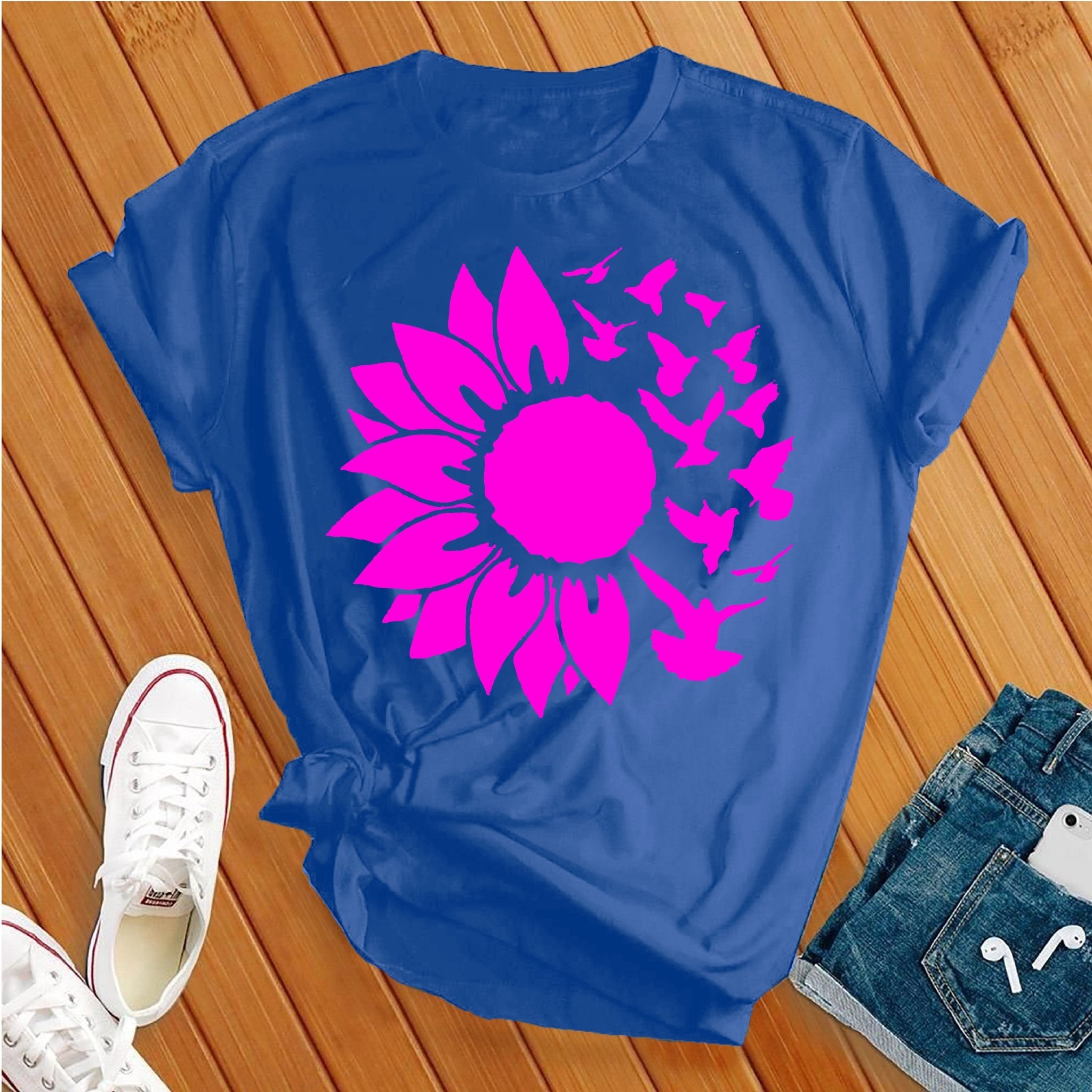 Pink Sunflower Birds Tee - Love Tees