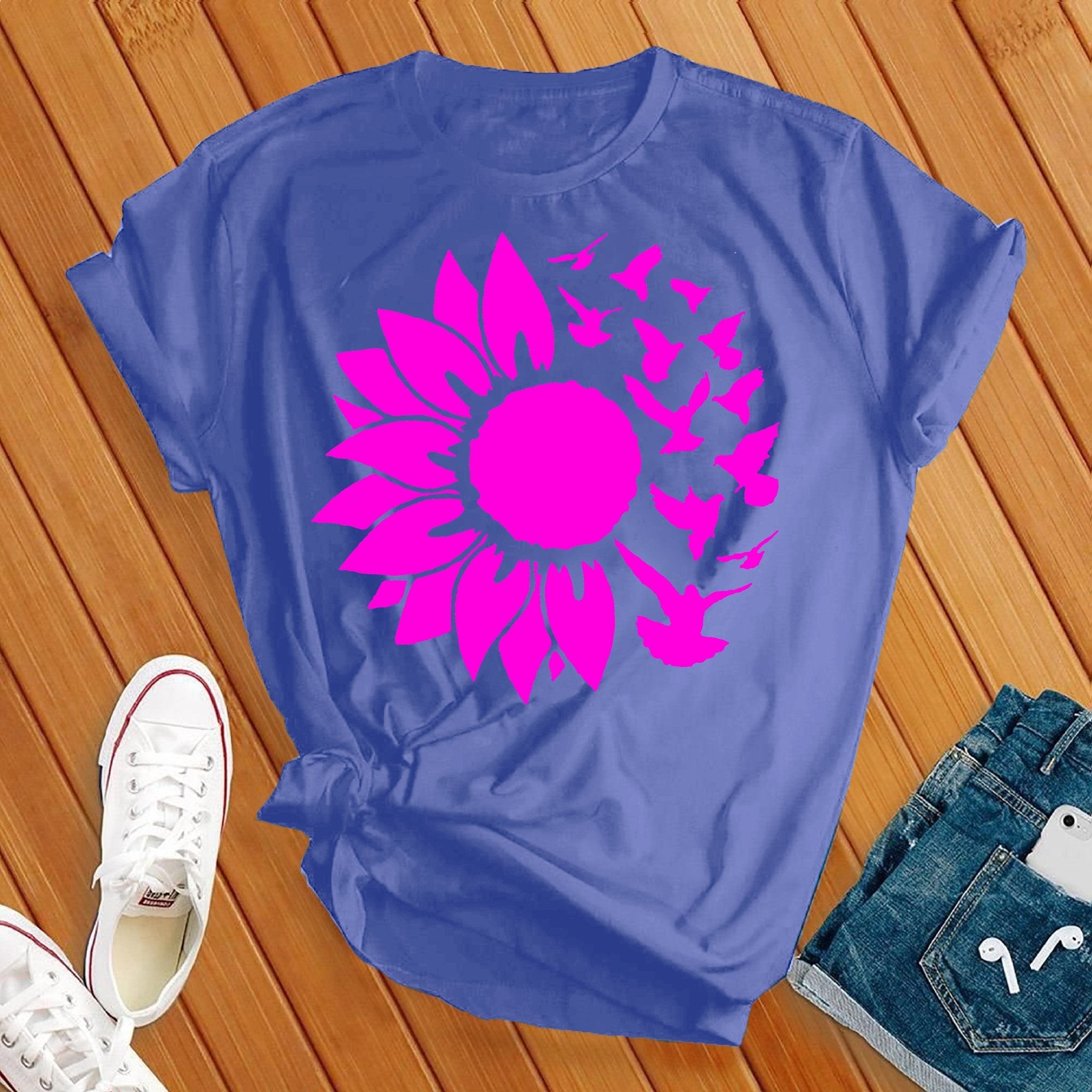 Pink Sunflower Birds Tee - Love Tees