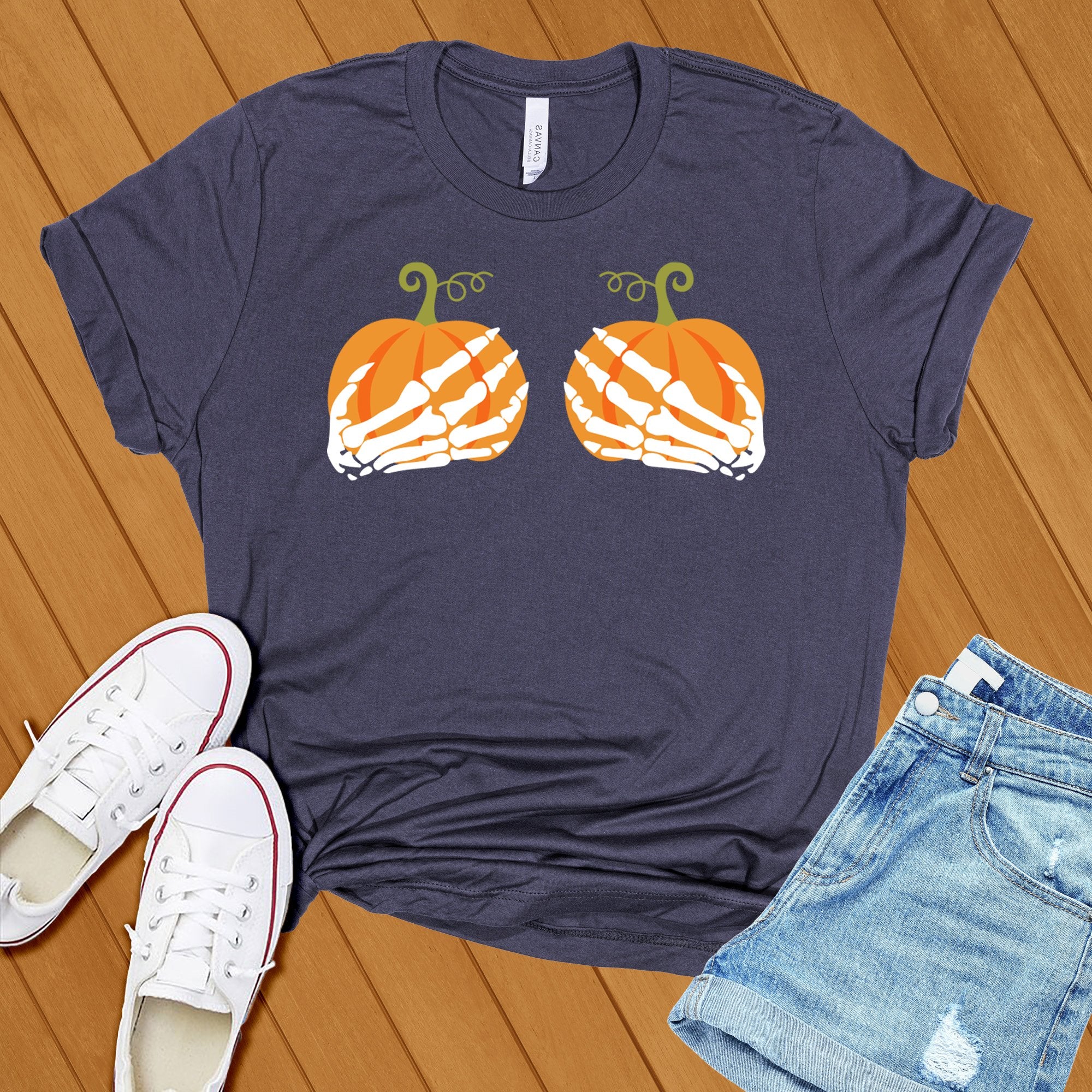 Pumpkin Skeleton Hands Tee - Love Tees