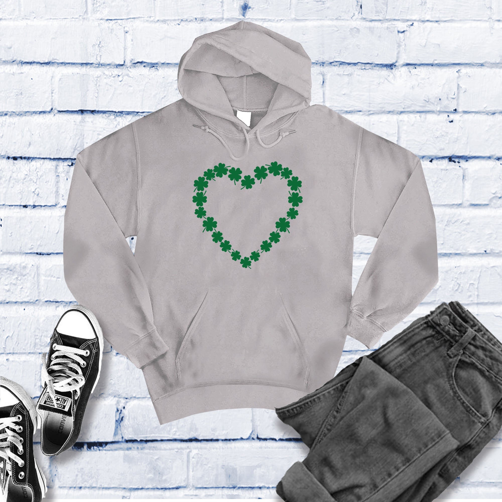 Saint Patrick's Day Heart Shamrocks Hoodie - Love Tees