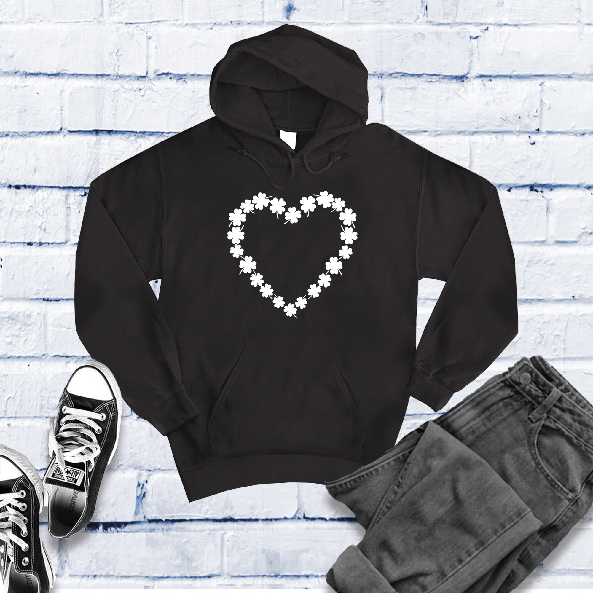 Saint Patrick's Day Heart Shamrocks Hoodie - Love Tees