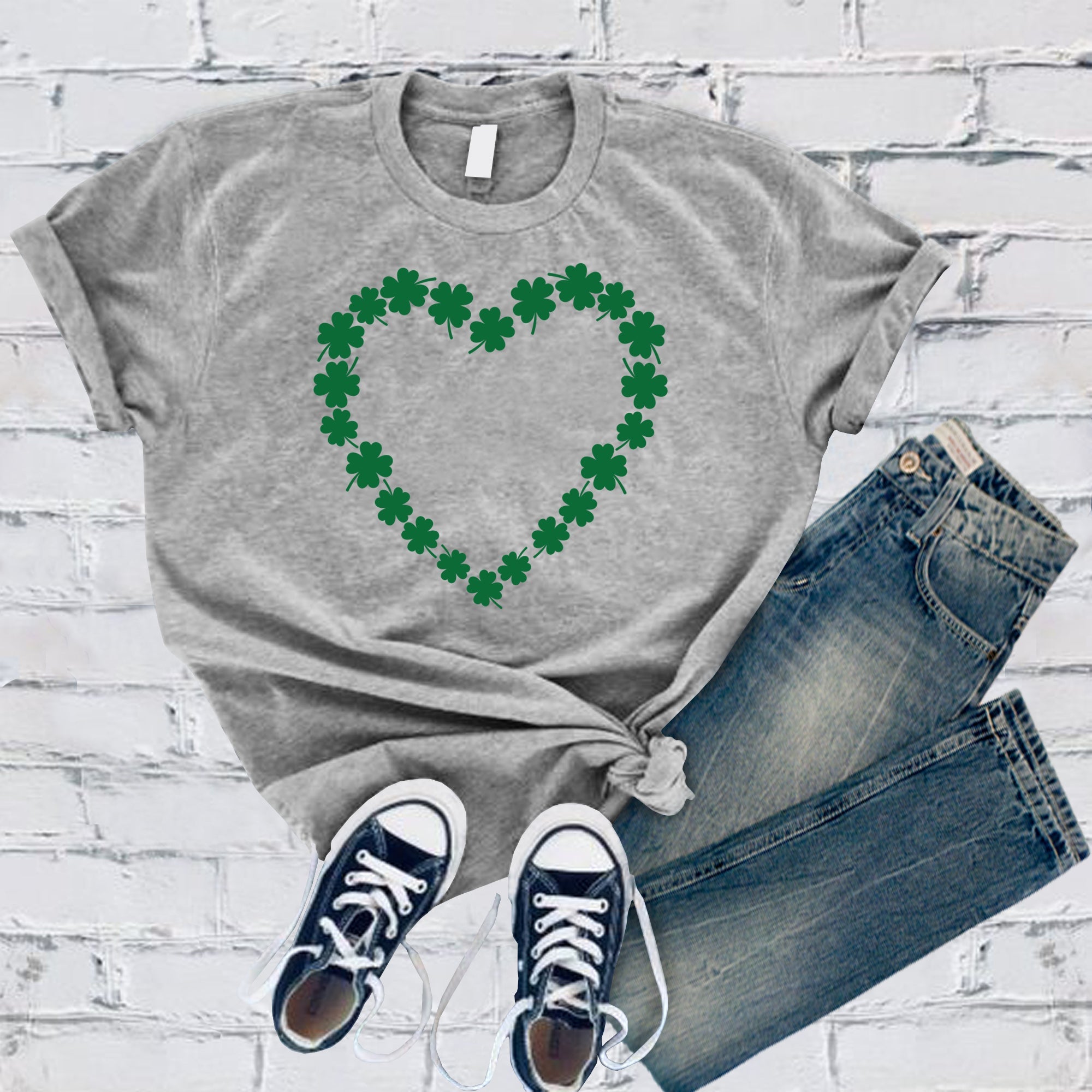 Saint Patrick's Day Heart Shamrocks Tee - Love Tees