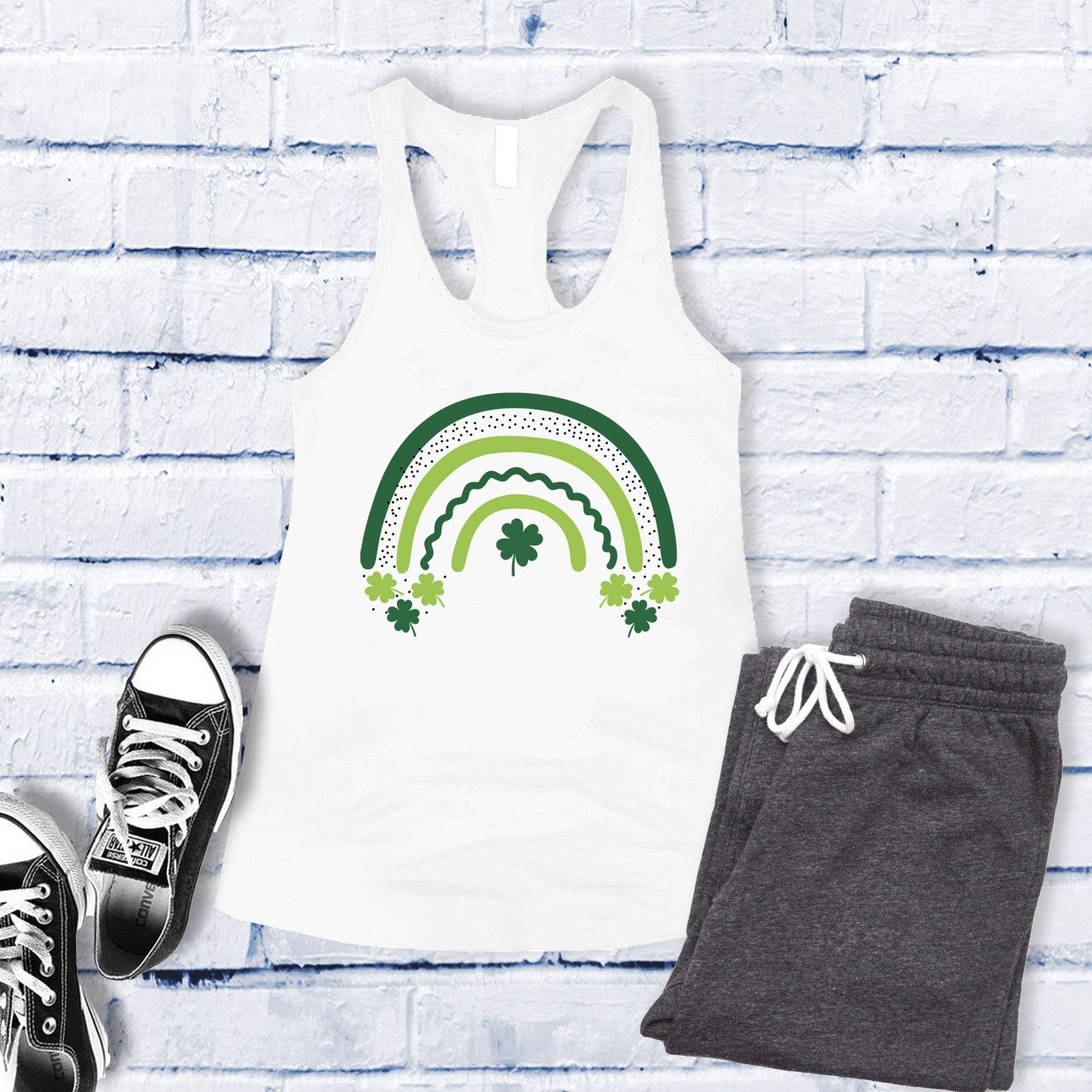 Saint Patrick's Day Shamrock Rainbow Women's Tank Top - Love Tees